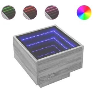 Stolik nocny z LED Infinity, szary dąb sonoma, 40x40x30 cm