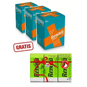 3x Chusteczki odświeżające Renova nasączone alkoholem 20szt +gratis