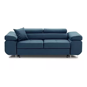 Welurowa sofa do salonu, Rigatto, 207x100x86 cm, granatowy