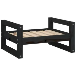 Legowisko dla psa, czarne, 55,5x45,5x28 cm, lite drewno sosnowe