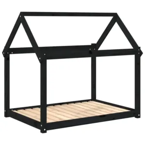 Legowisko dla psa, czarne, 111x80x100cm, lite drewno sosnowe