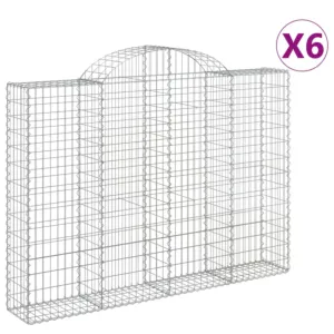 Kosze gabionowe, 6 szt, 200x30x140/160 cm, galwanizowane żelazo