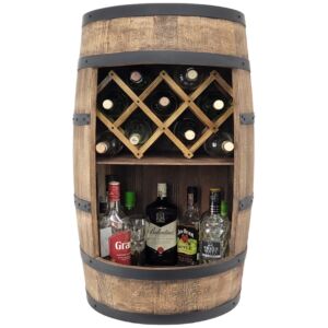 Barek drewniana beczka z rozkładanym leżakiem na butelki z winem, wenge, 80x50cm rustykalny bar domowy