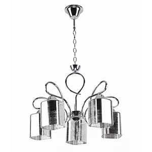 ITALO LAMPA WISZĄCA CHROMOWY 5X40W E27 KLOSZ SREBRNY