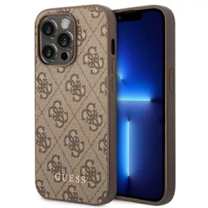 Guess 4G Metal Gold Logo – Etui iPhone 14 Pro Max (brązowy)