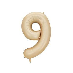 Balon foliowy "cyfra 9", beżowa, 100 cm [balon na hel, cyfra duża, urodziny]
