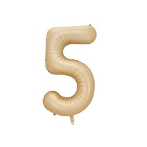 Balon foliowy "cyfra 5", beżowa, 100 cm [balon na hel, cyfra duża, urodziny]