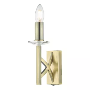 Kinkiet Lyon 1 Light Wall Light Antique Brass Crystal