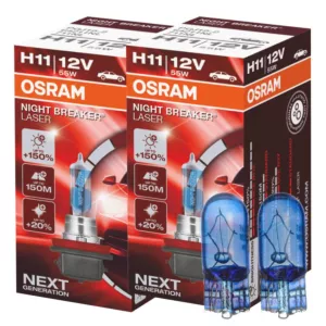 Mocne żarówki H11 OSRAM Night Breaker Laser + W5W