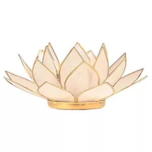 Świecznik tealight podgrzewacz kwiat lotosu naturalne złoto 13,5 cm