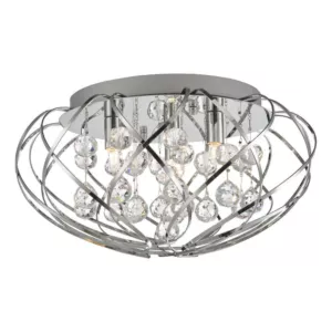 Lampa sufitowa Davian 3 Light Flush Crystal & Polished Chrome