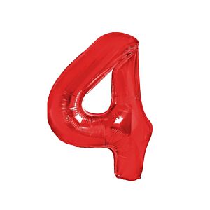 Balon foliowy "cyfra 4", czerwona, 100 cm [balon na hel, cyfra duża, urodziny]