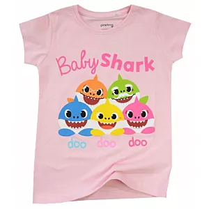 BABY SHARK BLUZKA T-SHIRT bawełna KRÓTKI RĘKAW dziewczęca RÓŻ 104 R803G
