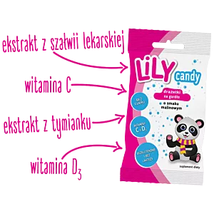 Lily Candy drażetki o smaku maliny NA GARDŁO 40 g