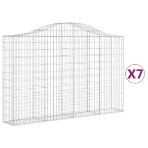 Kosze gabionowe, 7 szt, 200x30x120/140 cm, galwanizowane żelazo