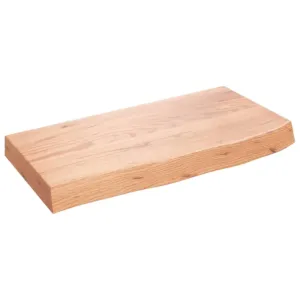 Półka, brązowa, 60x30x(2-6) cm, lakierowane lite drewno dębowe