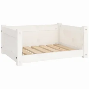 Legowisko dla psa, białe, 65,5x50,5x28 cm, lite drewno sosnowe