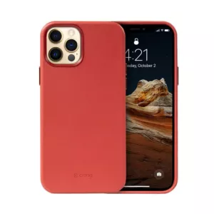 Crong Essential Cover - Etui ze skóry ekologicznej iPhone 12 Pro Max (czerwony)