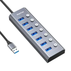 Hub 7w1 RayCue USB-C do 3x USB-A 3.0 5Gbps + SD/TF 3.0 + USB-C+ HDMI 4K30Hz (szary)