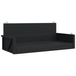 Ławka bujana, czarna, 119x56x48 cm, polirattan