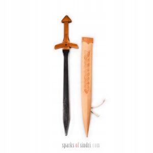 Długi Miecz w skórzanej pochewce| 65 cm | Drewno Skóra | Rycerz