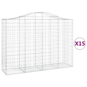 Kosze gabionowe, 15 szt, 200x50x140/160cm, galwanizowane żelazo