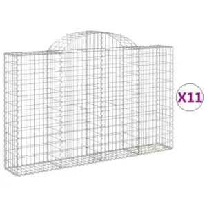 Kosze gabionowe, 11 szt, 200x30x120/140cm, galwanizowane żelazo