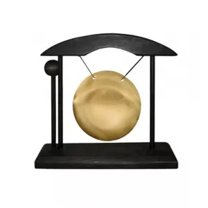 Gong na stojaku mały czarno-złoty kolor 16x5x16 cm