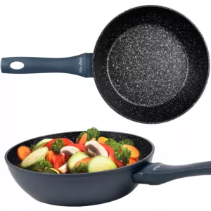 Patelnia GŁĘBOKA uniwersalna non-stick na GAZ INDUKCJĘ granatowa 24 cm