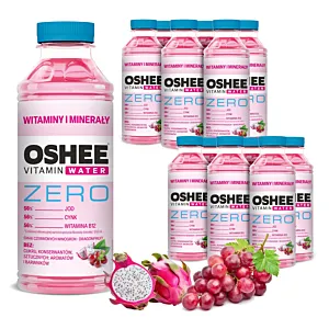 12x OSHEE Vitamin Water witaminy i minerały winogrona - dragonfruit ZERO 555 ml