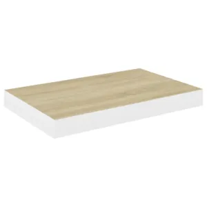 Półka ścienna, kolor dębu i biel, 50x23x3,8 cm, MDF