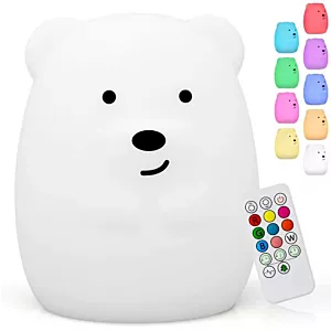 Lampka silikonowa nocna BEAR led RGB | 11cm