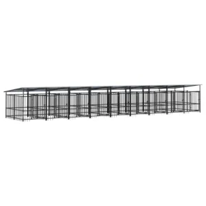 Kojec zewnętrzny dla psów, z zadaszeniem, stalowy, 16,89 m²