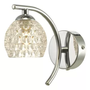 Kinkiet Nakita Wall Light Polished Chrome With Dimpled Glass