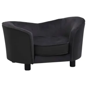 Sofa dla psa, czarna, 69x49x40 cm, plusz i sztuczna skóra