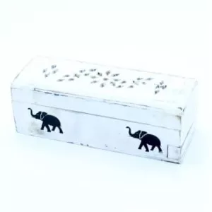 Podstawka na kadzidełka, pudełko Słonie  White Wash 15 cm