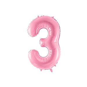Balon foliowy "cyfra 3", różowa, 100 cm [balon na hel, cyfra duża, urodziny]