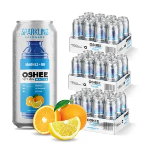 36x OSHEE Vitamin Water Sparkling magnez + B6 cytryna pomarańcza 500 ml