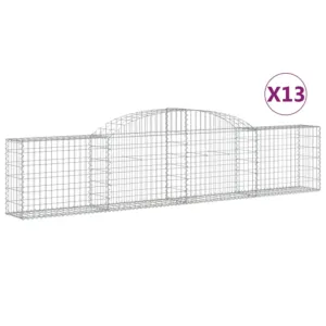 Kosze gabionowe, 13 szt., 300x30x60/80 cm, galwanizowane żelazo