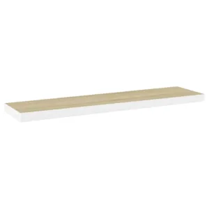 Półka ścienna, dębowo-biała, 120 x 23,5 x 3,8 cm, MDF