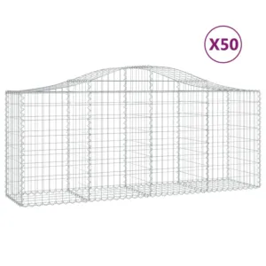 Kosze gabionowe, 50 szt, 200x50x80/100 cm, galwanizowane żelazo