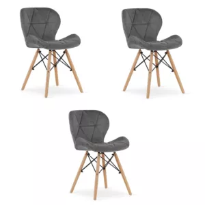 Krzesło LAGO Aksamit - szare x 3