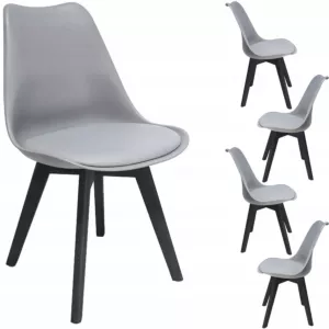 4 x Krzesło OSLO szare + czarne nogi
