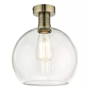 Lampa sufitowa Emerson Semi Flush Antique Brass Round Clear Glass