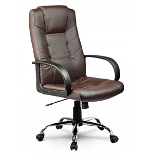 Wygodny fotel biurowy, skórzany, Sofotel, 60x50x116 cm, brązowy