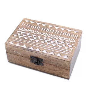Drewniane Pudełko - Aztecki Wzór 15x10x6 cm