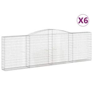 Kosze gabionowe, 6 szt, 400x30x120/140 cm, galwanizowane żelazo