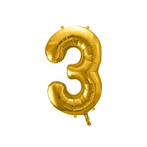 Balon foliowy "cyfra 3", złota, 100 cm [balon na hel, cyfra duża, urodziny]