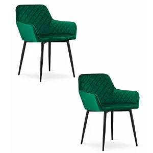 Krzesło NOLA - aksamit zielony / nogi czarne x 2