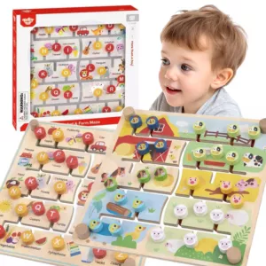 TOOKY TOY Interaktywna Tablica Edukacyjna Sorter Montessori Zwierzątka i Alfabet